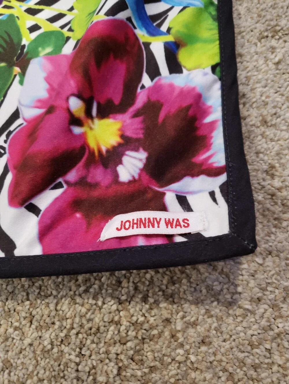 Johnny Was Beach Towel Blanket Zebra Floral Print NEW